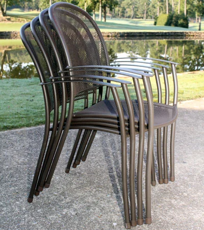 Deluxe Outdoor Steel Mesh Armchair Stacked