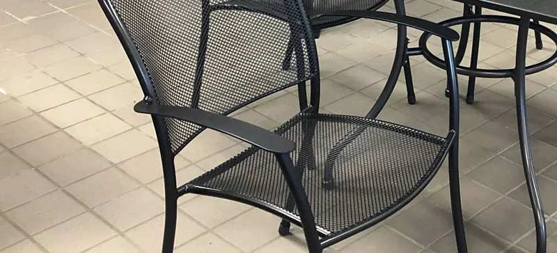 Deluxe Outdoor Steel Mesh Stacking Armchair Detail