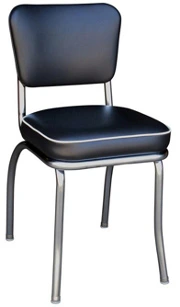 QUICKSHIP Deluxe Chrome Diner Chair Black Vinyl and White Vinyl