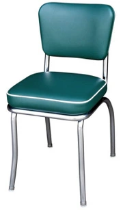 QUICKSHIP Deluxe Chrome Diner Chair Green Vinyl and White Vinyl