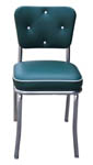 QUICKSHIP Diamond Tufted Back Diner Chair Green and White Vinyl