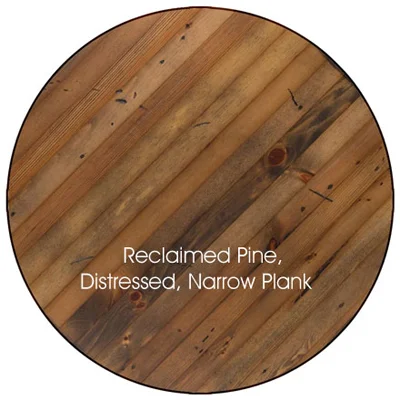 Distressed Pine, Narrow Plank Round Restaurant Table