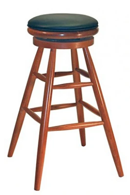 Early American, Windsor Style Backless Wood Swivel Seat Pub Stool Padded Seat