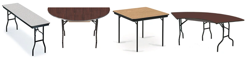 Specialty Folding Tables. Seminar, Half Rounds, Game Tables, Serpentine Tables.