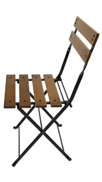 Reproduction French Bistro Cafe Folding Side Chair Chestnut Slats Side View 2