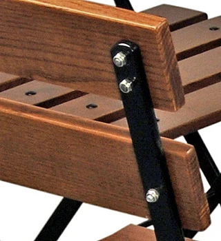 French Bistro Folding Side Chair Chestnut Slats Have Bolt Through Construction Rear View