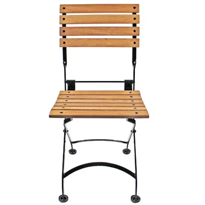 Teak Folding Bistro Chair Front View