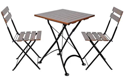 19th Century Reproduction French Bistro Cafe Folding Chairs and Small Square Table