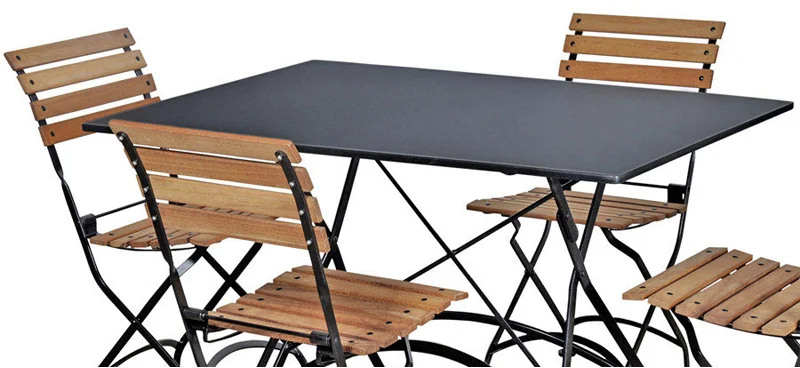 Teak Folding Bistro Chairs with Steel Table