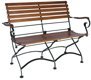 Parisian Style Folding Bistro Chestnut Two Seat Bench with Armrests