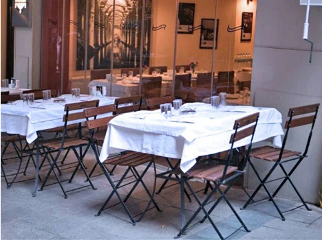 French Bistro Outdoor Cafe Folding Chairs Installation