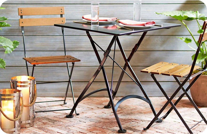 French Bistro Square Steel Outdoor Folding Table