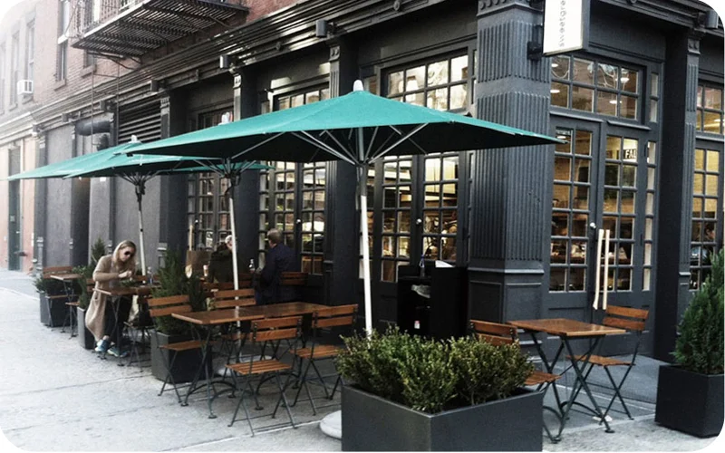 French Bistro Outdoor Cafe Folding Chairs with Wood and Steel Folding Tables