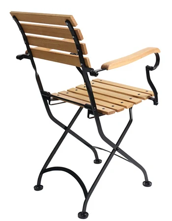 Teak Folding Bistro Armchair Rear View