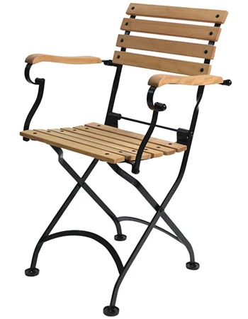 Teak Folding Bistro Armchair Side View