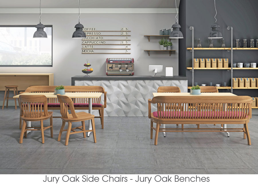 Jury Oak Side Chairs, Jury Ok Benches - Restaurant Installation