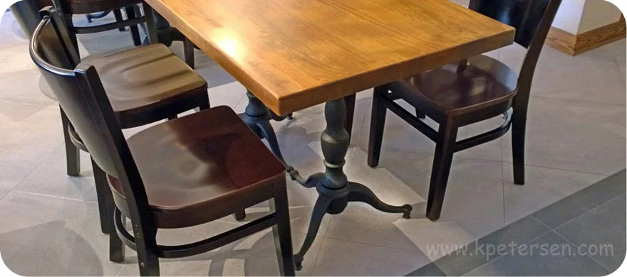 Georgian Style Tripod Ornate Cast Iron Table Base Installation 2