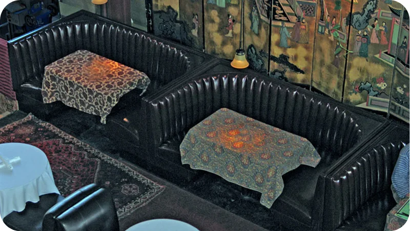 Upholstered Vertical Channel Back Half Circle Restaurant Booths