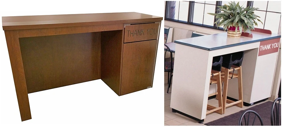 Restaurant Waste Receptacle with High Chair Storage Compartment