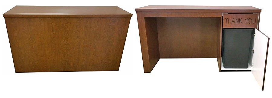 Waste Receptacle with High Chair Storage Compartment Rear View and Waste Bin Liner