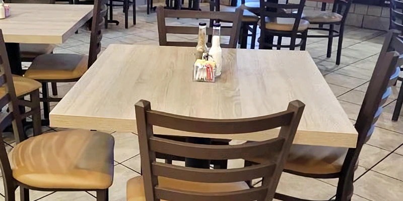 Honeycomb Core Melamine Surface Light Restaurant Table Tops Installation Detail