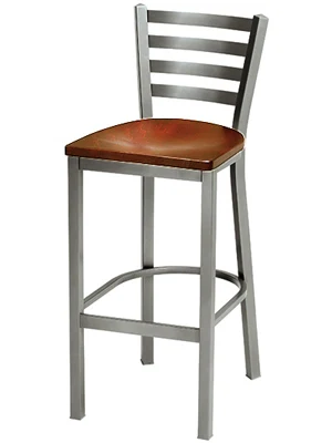 Trapezoid Steel Bar Stool with Wood Veneer Seat