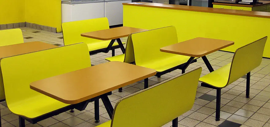 Laminated Plastic Island Style Contour Booth Seating