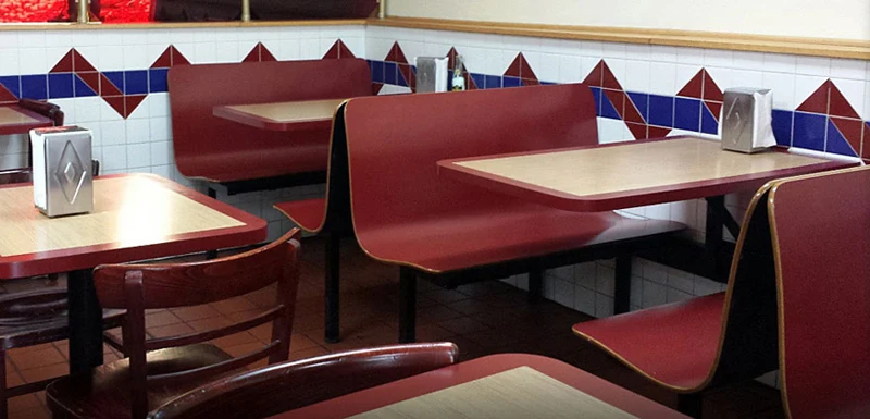 Laminated Plastic Contour Booth Seating Restaurant Installation