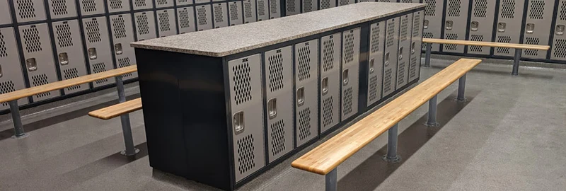 Locker Room Benches Installation