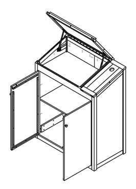 Medium Size Outdoor Maitre-D-Stand Open Rear View Drawing