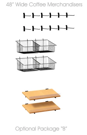 Micro Market Coffee Merchandiser 48 inch wide 80 inch high Optional Accessories Package B