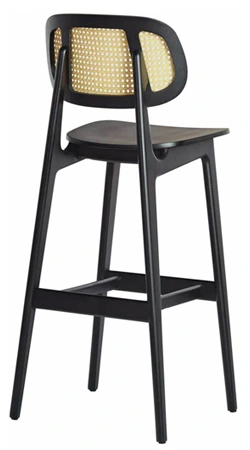Modern Wood Barstool Cane Back Rear View
