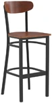 Moon Back Steel Barstool Wood Seat, Wood Backrest Walnut