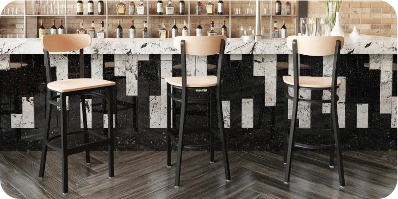 Moon Back Steel Bar Stools Installation