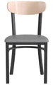 Moon Back Steel Restaurant Chair Upholstered Seat, Wood Backrest Natural