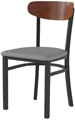 Moon Back Steel Restaurant Chair Upholstered Seat, Wood Backrest Walnut