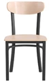 Moon Back Steel Restaurant Chair Wood Seat, Wood Backrest Natural