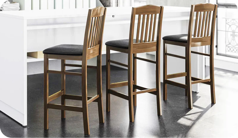 Oak Mission Barstools Upholstered Seat Installation