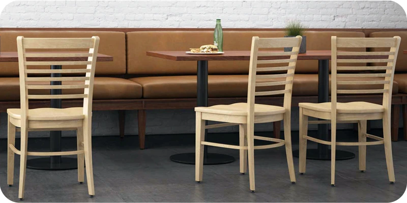 Oak Rail Ladder Back 2 Restaurant Chair Installation