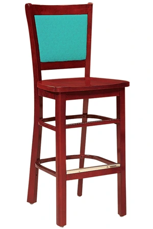 Oak Rail Upholstered Back Barstool