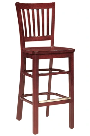 Oak Rail Vertical Slat Back Barstool