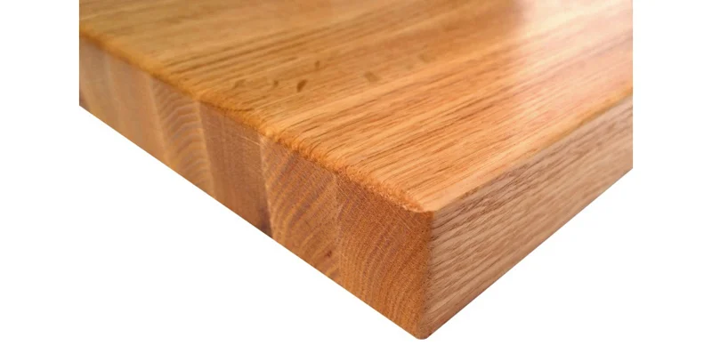 Oak Butcher Block Restaurant Table Top Corner Detail