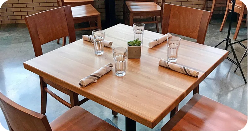 Oak Butcherblock Restaurant Table Installation