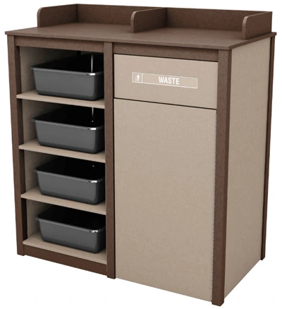 Outdoor Bussing Station Waste Receptacle Combination 1