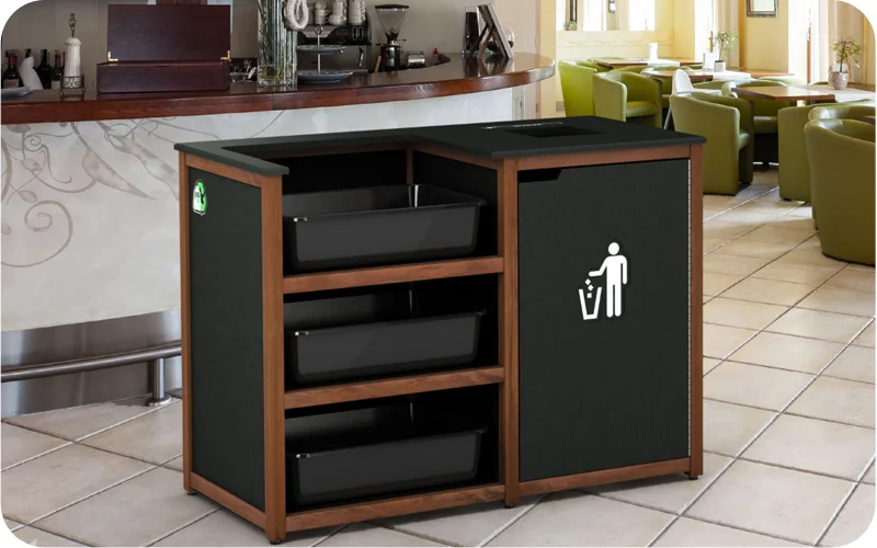 Outdoor Bussing Station Waste Receptacle Combination 4