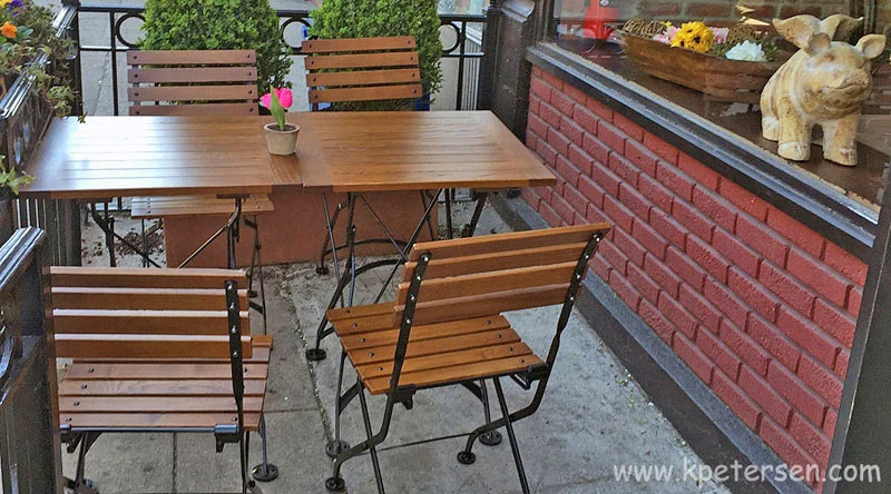 French Bistro Square Chestnut Folding Table Installation