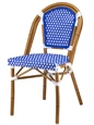 Outdoor French Street Cafe Faux Bamboo Aluminum Chair Blue Finish Combination Front