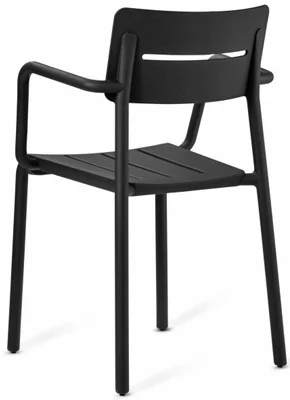 Outdoor Polypropylene Restaurant Stacking Armchair Black Rear View