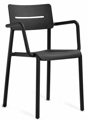 Outdoor Polypropylene Restaurant Stacking Armchair Black Front View