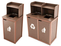 Outdoor Waste Receptacle Cabinets With Overhead Tray/Basket Return